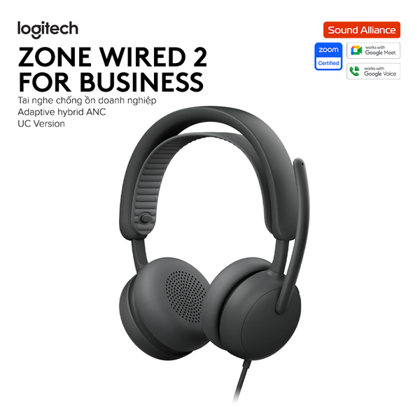  Tai nghe có dây USB hai bên tai Logitech Zone Wired 2 (981-001632) 