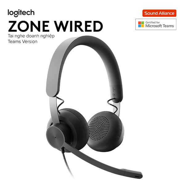  Tai nghe có dây USB hai bên tai Logitech Zone Wired (981-001096) 