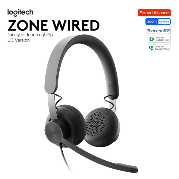  Tai nghe có dây USB hai bên tai Logitech Zone Wired (981-001097) 