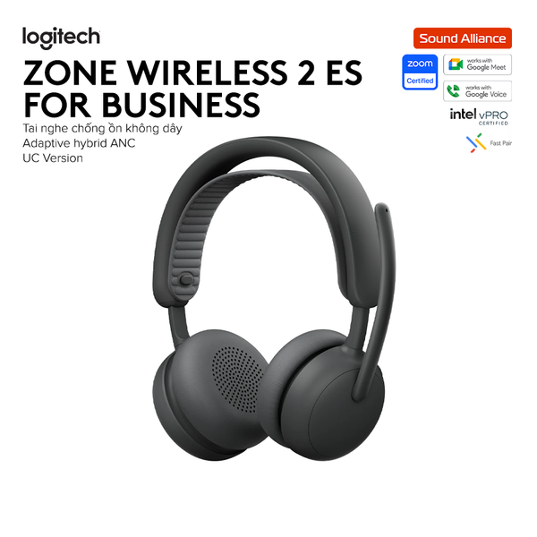  Tai nghe ANC Logitech Zone Wireless 2 ES For Business (981-001499) 