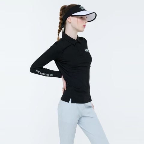 Áo dài tay có cổ le coq golf Nữ GQ322LTL81-BLCK
