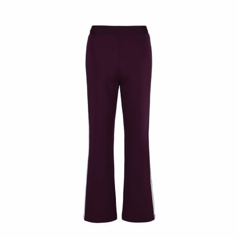 Quần thể thao nữ L253WCNRPT04 màu Đỏ Đô, sọc trắng dọc thân, logo gà trống tinh tế.