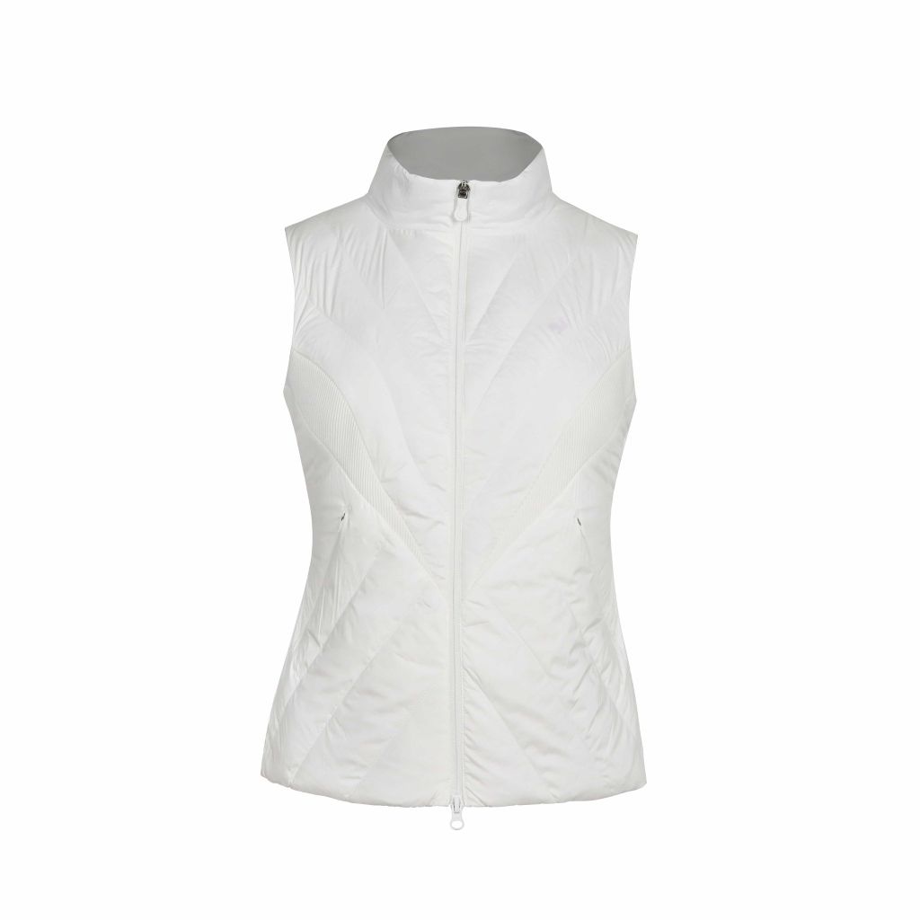 Áo gile lông vũ nữ Le Coq Sportif L254WCNRVE01, slim-fit, cổ đứng, khóa kéo toàn thân.