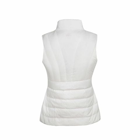 Gile nữ Le Coq Sportif, chần bông chữ V, vải co giãn hai bên, thoải mái vận động.