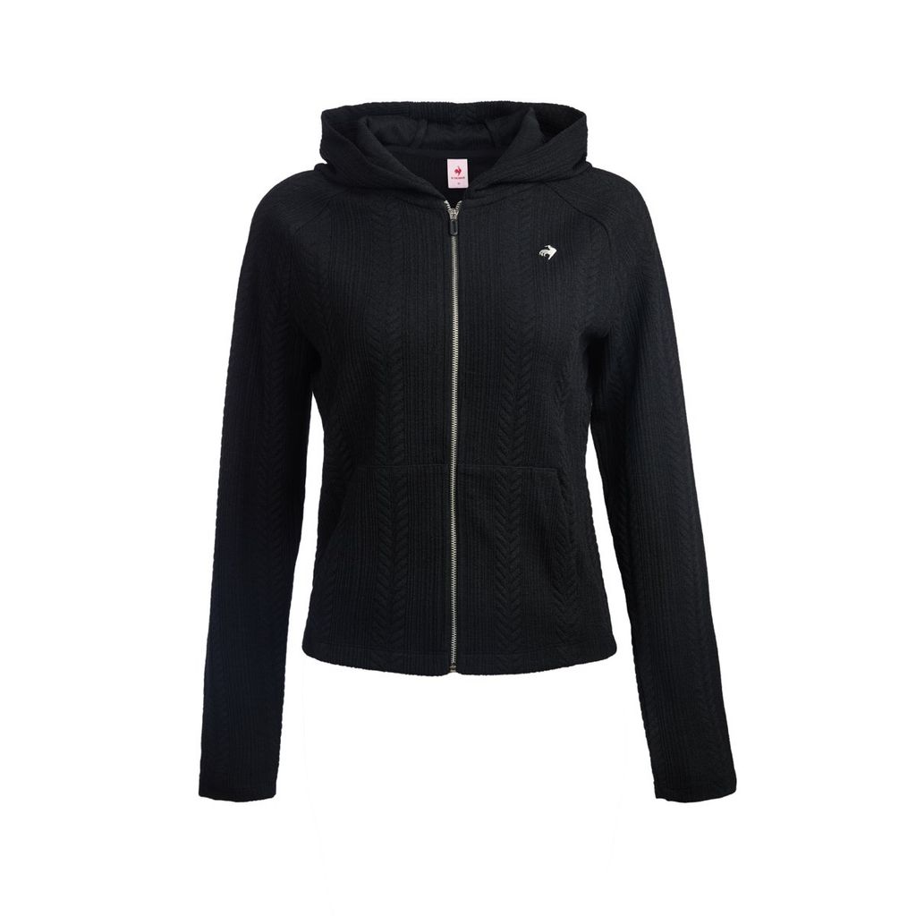 Áo khoác nỉ nữ Le Coq Sportif QQ322OFT91-BLK0 màu đen dáng slim fit hiện đại