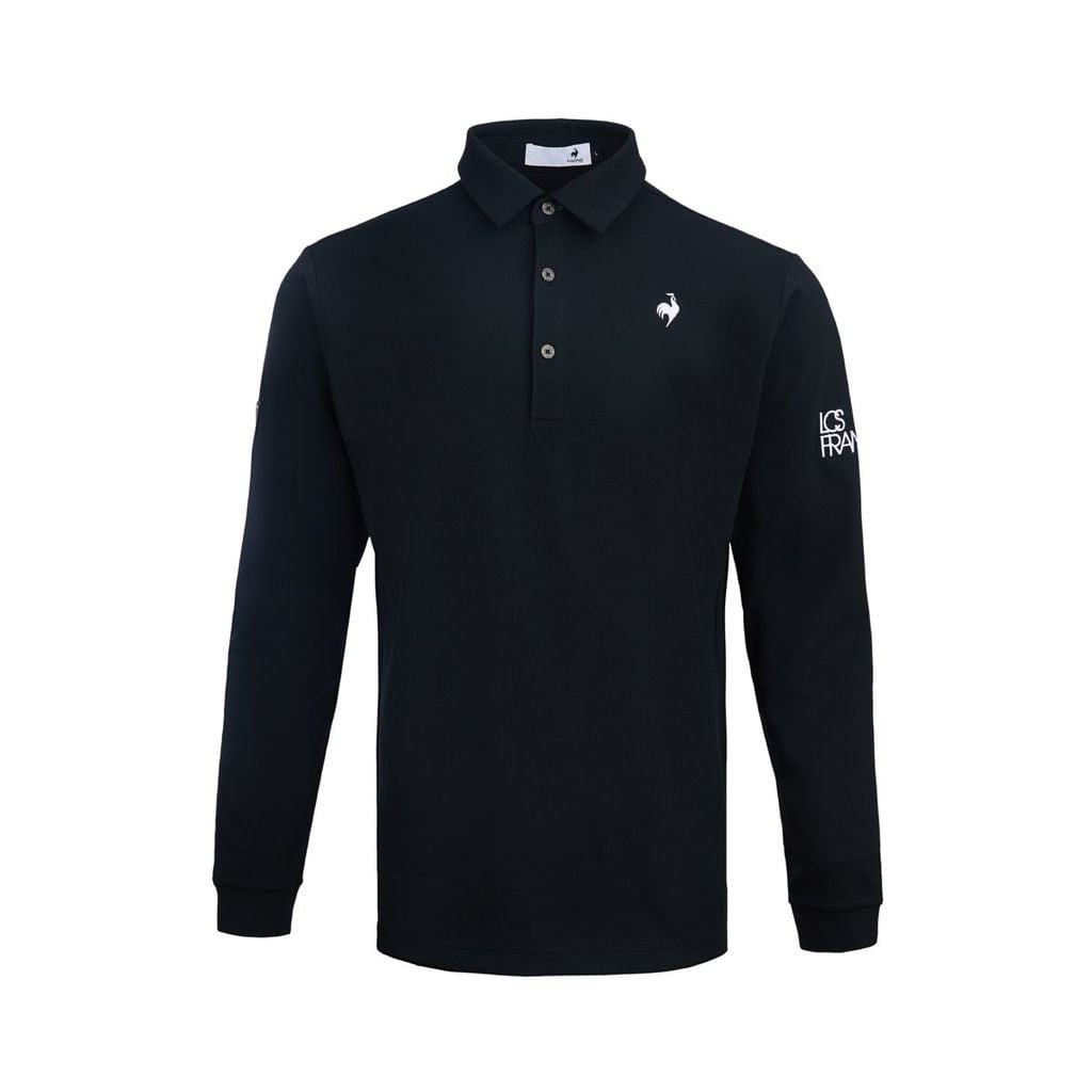 Áo dài tay có cổ nam Le Coq Sportif LG5FLSV0MV-BK00 màu đen cổ điển.