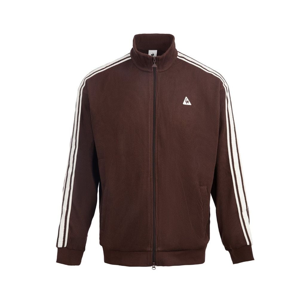 Áo cardigan nam Le Coq Sportif QQ323LFT93-BRW0 màu nâu kiểu dáng loose fit