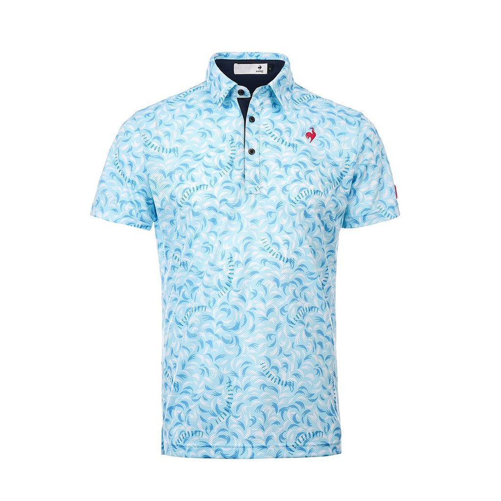 Áo polo golf nam Le Coq LG5SHS09MV màu sapphire, thiết kế thoáng khí, mát khi chạm vào