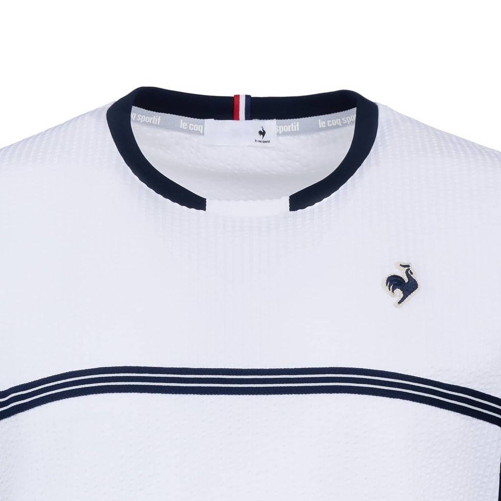 Áo T-shirt le coq sportif nam trắng thể thao dải băng logo ba chiều