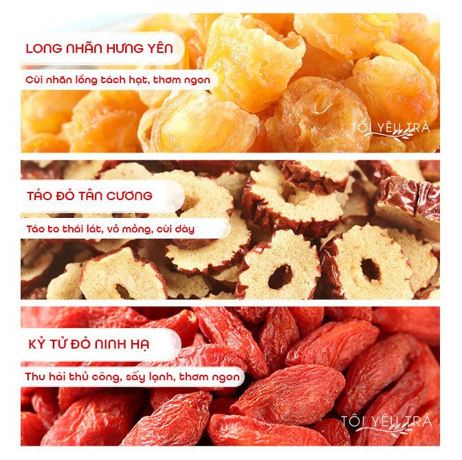 Combo Trà Bổ Dưỡng Long Nhãn, Kỷ Tử, Táo Đỏ Thơm Ngon