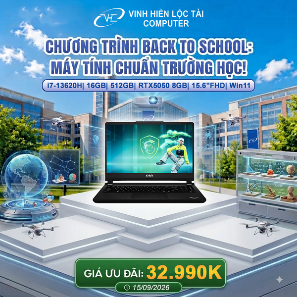  Laptop MSI Cyborg 15 C13WEO-417VN i7-13620H| 16GB| 512GB| RTX5050 8GB| 15.6