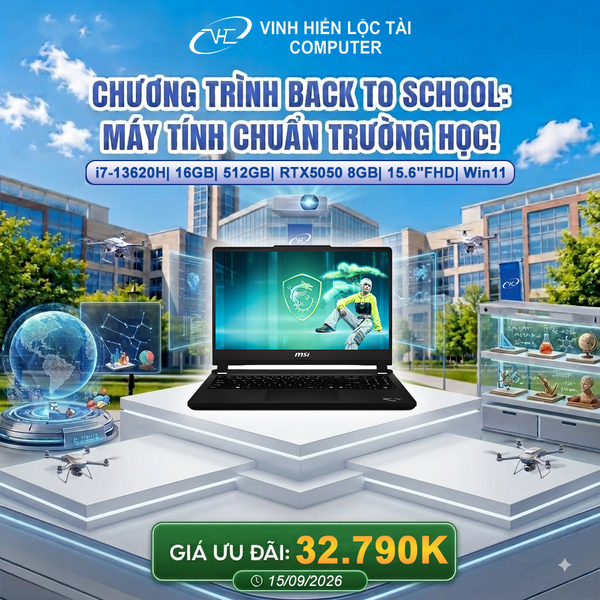  Laptop MSI Cyborg 15 C13WEO-417VN i7-13620H| 16GB| 512GB| RTX5050 8GB| 15.6