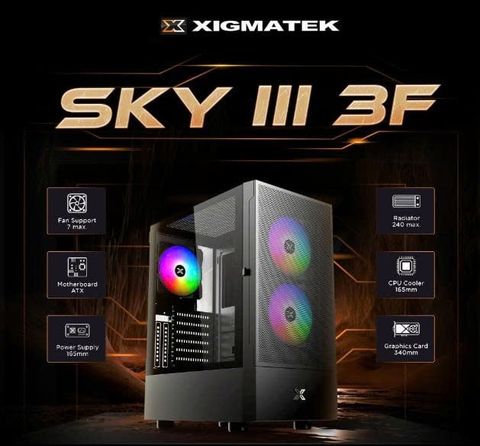  Thùng máy tính | Case Gaming Xigmatek Sky III 3F EN47695 ( Kèm 3 fan RGB ) 