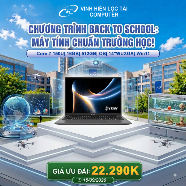  Laptop MSI Modern 14 H1M-014VN Core 7 150U| 16GB| 512GB| OB| 14