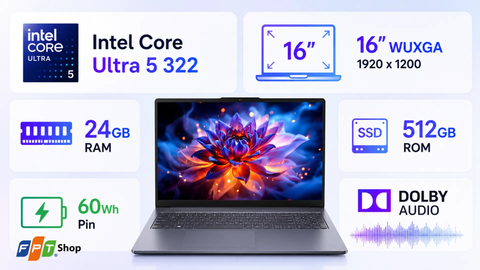  Laptop Lenovo IdeaPad Slim 3 16IPH11 83US0040VN Ultra 5 322| 16GB| 512GB| OB| 16