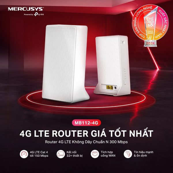  Thiết bị mạng Mercusys bộ phát Wifi 4G LTE MB112-4G 