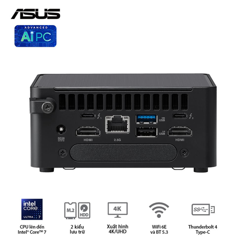  Máy Tính Để Bàn PC ASUS NUC 14 Pro Tall RNUC14RVHU700000I ( Ultra 7 155H ) 