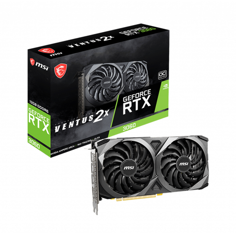  Card màn hình VGA MSI GeForce RTX3060 VENTUS 2X 12G OC 12GB GDDR6 ( GeForce-RTX-3060-VENTUS-2X-12G-OC ) 