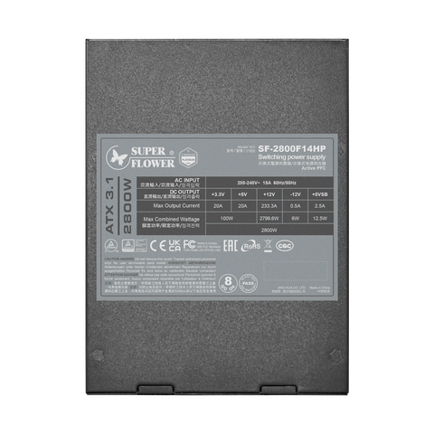  Nguồn máy tính SUPER FLOWER Leadex Titanium 2800W ATX 3.1 Black SF-2800F14HP 