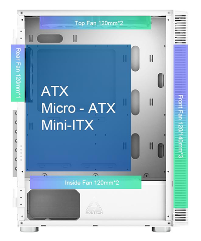  Thùng máy tính | Case máy tính Montech X3 Mesh White CA0X3WHMESMT 
