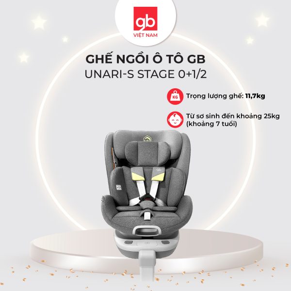 Ghế ngồi ô tô cho bé Gb Unari-S Stage 0+1/2 (từ 0-7 tuổi), Grey