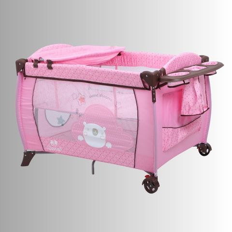 Nôi cũi cho bé Zaracos Jenni 5046 - Nôi vải gấp gọn - Màu Pink