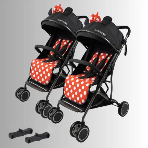 Xe đẩy cho bé Zaracos Cavell 9036 - Xe đẩy đôi lắp ghép - Màu Mickey - Minnie