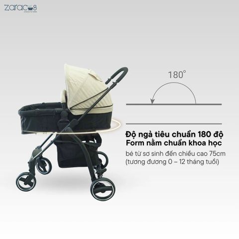 Xe đẩy cho bé - Kèm Ghế ngồi ô tô Zaracos Coron 4606 - Màu Beige