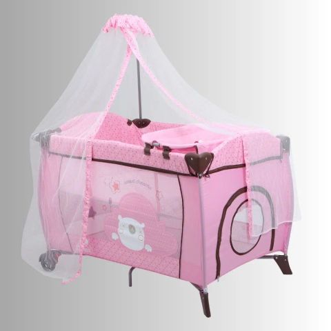 Nôi cũi cho bé Zaracos Jenni 5046 - Nôi vải gấp gọn - Màu Pink