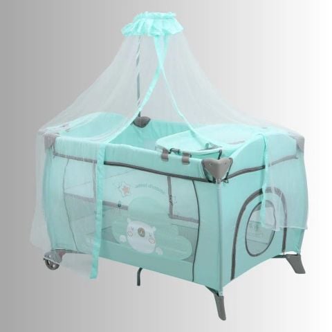 Nôi cũi cho bé Zaracos Jenni 5046 - Nôi vải gấp gọn - Màu Blue