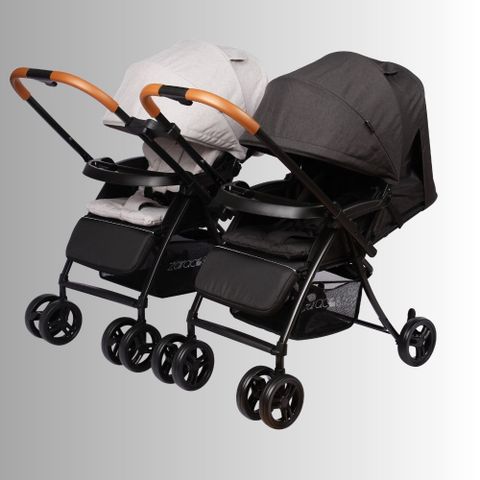 Xe đẩy cho bé Zaracos Twin Oral 2706 - Xe đẩy đôi hai chiều lắp ghép -  Màu Black - Gray