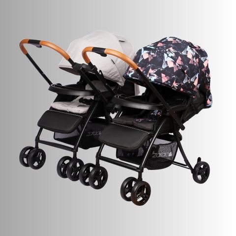 Xe đẩy cho bé Zaracos Twin Oral 2706 - Xe đẩy đôi hai chiều lắp ghép -  Màu Battem - Gray