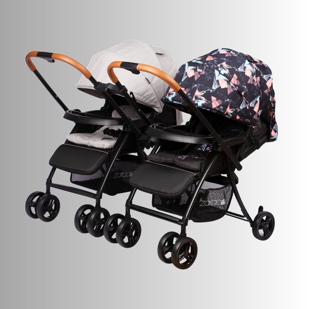 Xe đẩy cho bé Zaracos Twin Oral 2706 - Xe đẩy đôi hai chiều lắp ghép -  Màu Black - Gray