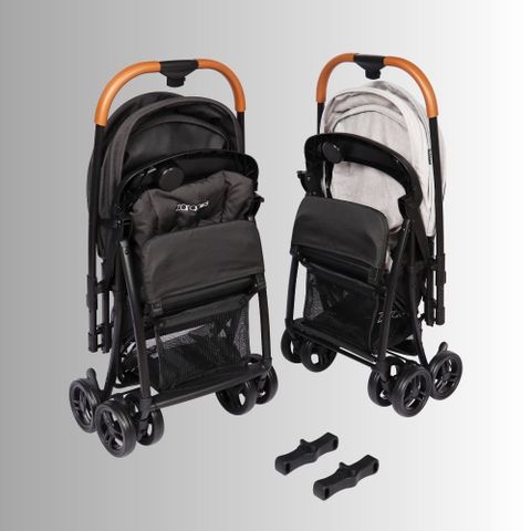 Xe đẩy cho bé Zaracos Twin Oral 2706 - Xe đẩy đôi hai chiều lắp ghép -  Màu Black - Gray