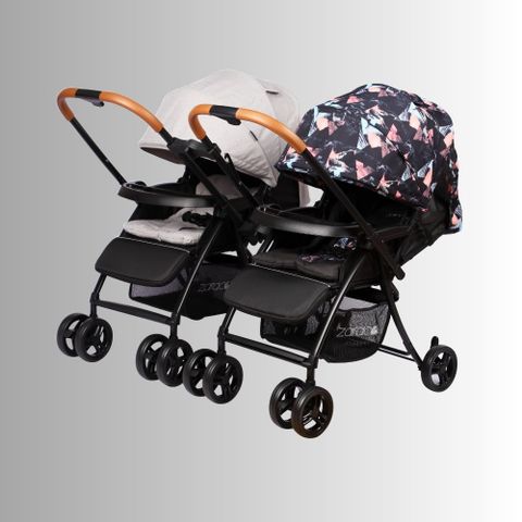 Xe đẩy cho bé Zaracos Twin Oral 2706 - Xe đẩy đôi hai chiều lắp ghép -  Màu Black - Gray