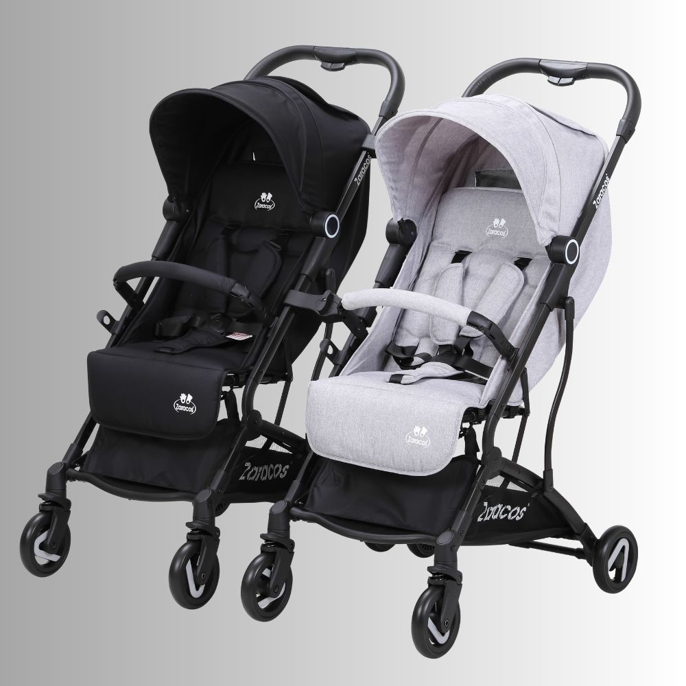Xe đẩy cho bé Zaracos Norio 9026 - Xe đẩy đôi gấp gọn - Màu Black - Gray