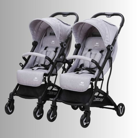 Xe đẩy cho bé Zaracos Norio 9026 - Xe đẩy đôi gấp gọn - Màu Black - Gray