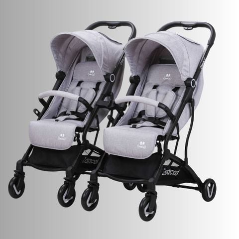Xe đẩy cho bé Zaracos Norio 9026 - Xe đẩy đôi gấp gọn - Màu Gray