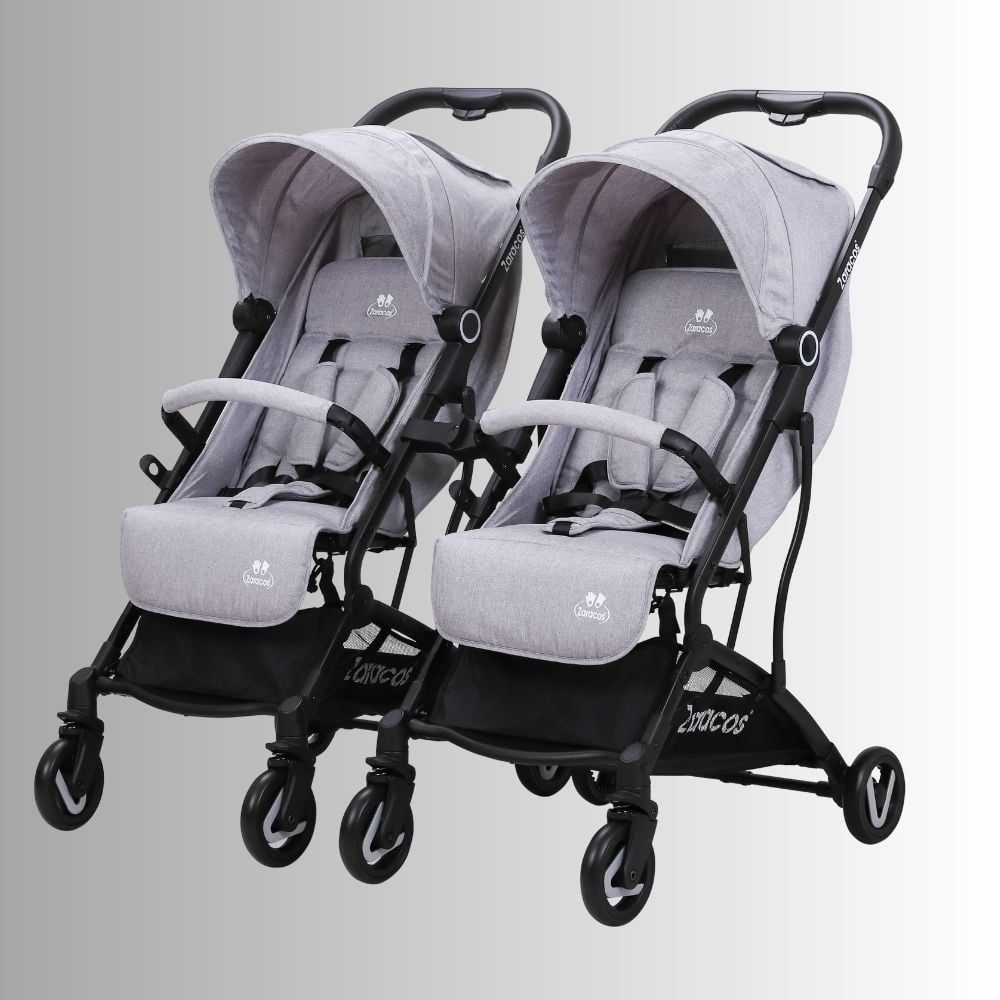 Xe đẩy cho bé Zaracos Norio 9026 - Xe đẩy đôi gấp gọn - Màu Gray