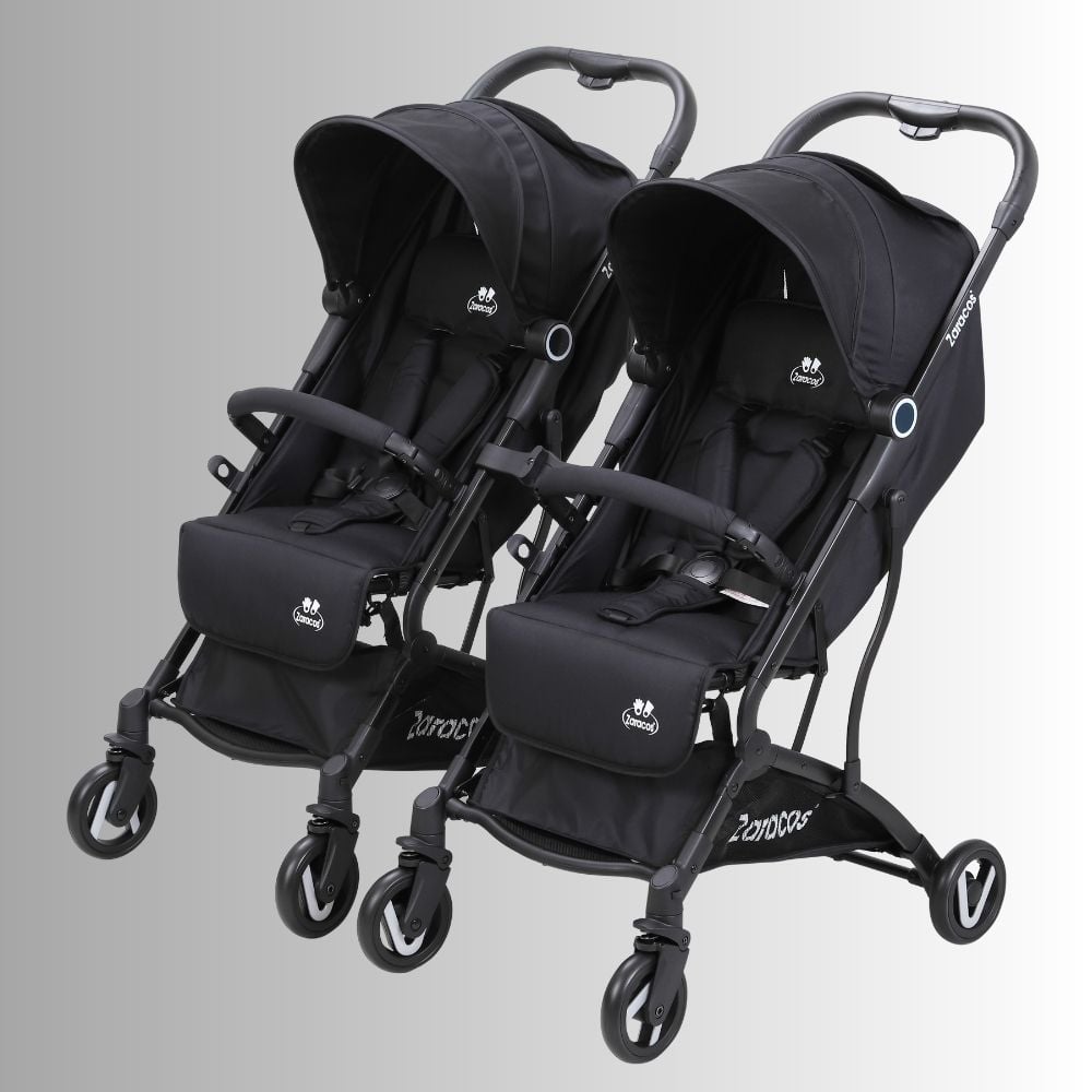 Xe đẩy cho bé Zaracos Norio 9026 - Xe đẩy đôi gấp gọn - Màu Black - Gray