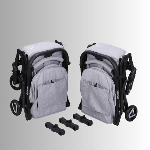 Xe đẩy cho bé Zaracos Norio 9026 - Xe đẩy đôi gấp gọn - Màu Black - Gray