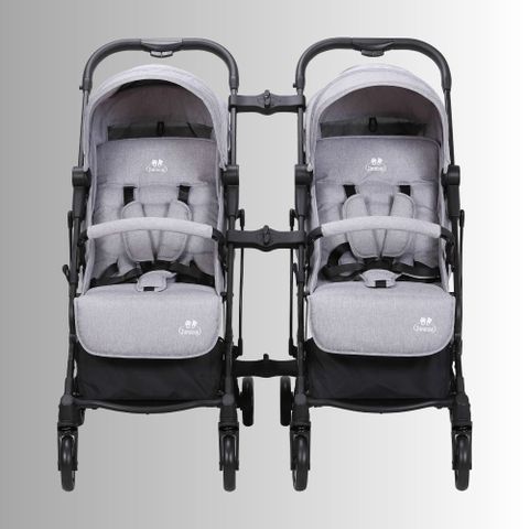 Xe đẩy cho bé Zaracos Norio 9026 - Xe đẩy đôi gấp gọn - Màu Black - Gray