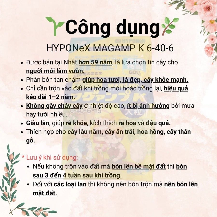 Phân bón Magamp K Coarse Grade NPK 6-40-6 (600gram)
