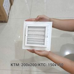 Cửa gió nan Z Louver nhôm vuông 200x200/250x250/300x30/350x350-Chớp ô thoáng chớp chống hắt mưa ,kèm lưới chắn côn trùng
