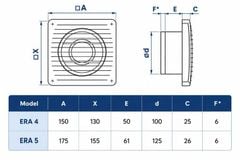 Quạt thông gió gắn tường, trần + van chặn gió ngược ERA - C | Hàng nhậ