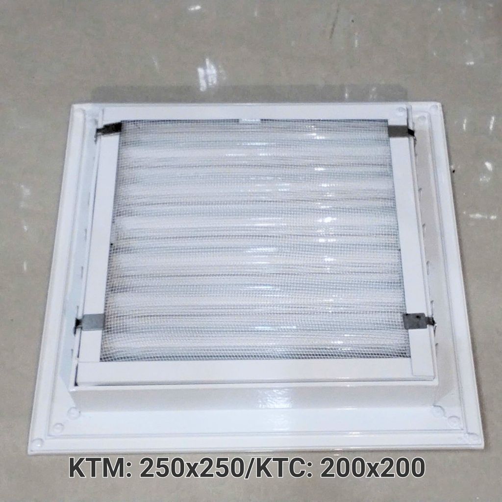 Cửa gió nan Z Louver nhôm vuông 200x200/250x250/300x30/350x350-Chớp ô thoáng chớp chống hắt mưa ,kèm lưới chắn côn trùng