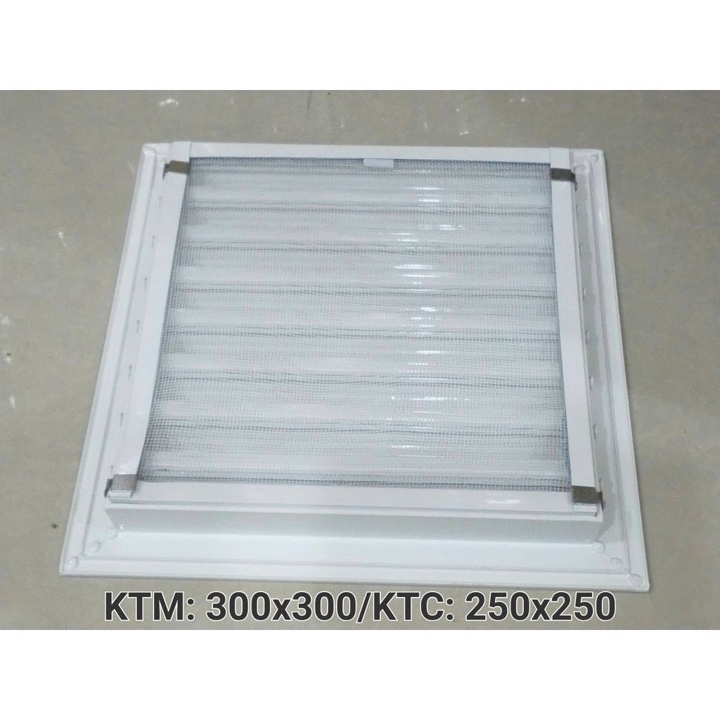 Cửa gió nan Z Louver nhôm vuông 200x200/250x250/300x30/350x350-Chớp ô thoáng chớp chống hắt mưa ,kèm lưới chắn côn trùng