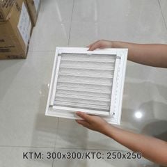 Cửa gió nan Z Louver nhôm vuông 200x200/250x250/300x30/350x350-Chớp ô thoáng chớp chống hắt mưa ,kèm lưới chắn côn trùng