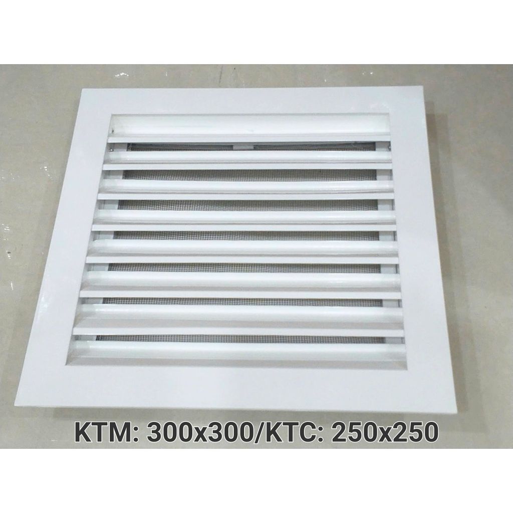 Cửa gió nan Z Louver nhôm vuông 200x200/250x250/300x30/350x350-Chớp ô thoáng chớp chống hắt mưa ,kèm lưới chắn côn trùng