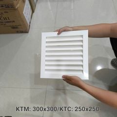 Cửa gió nan Z Louver nhôm vuông 200x200/250x250/300x30/350x350-Chớp ô thoáng chớp chống hắt mưa ,kèm lưới chắn côn trùng